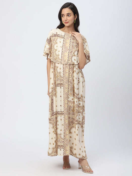Aesthetic Paisley Printed Maternity Dress
