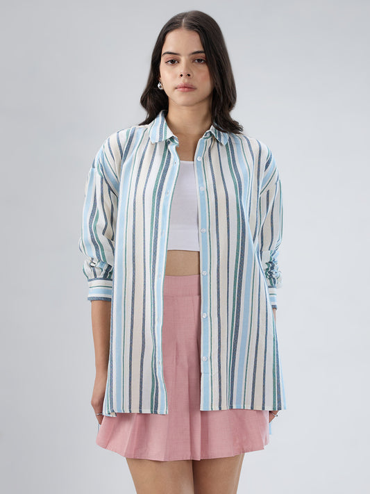 Multicolor Striped Oversized Shirt