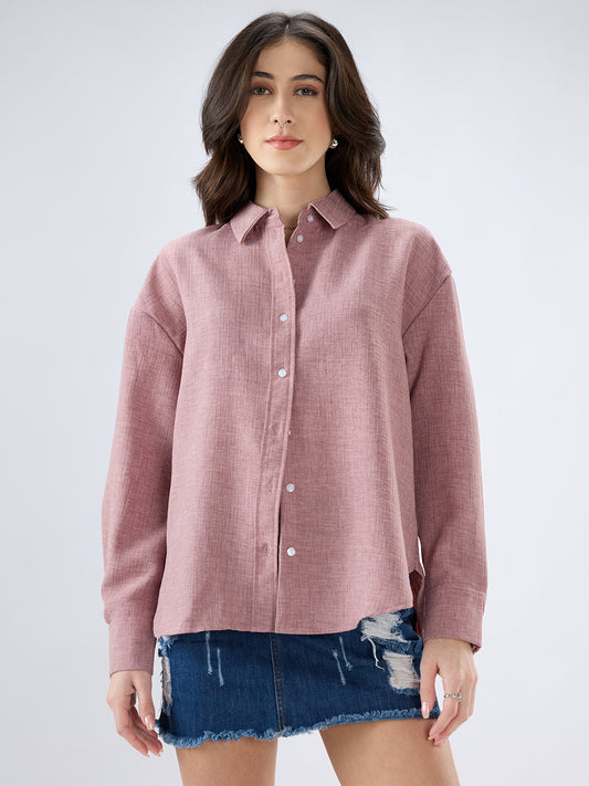 Han Pink Sub Textured Oversized Shirt
