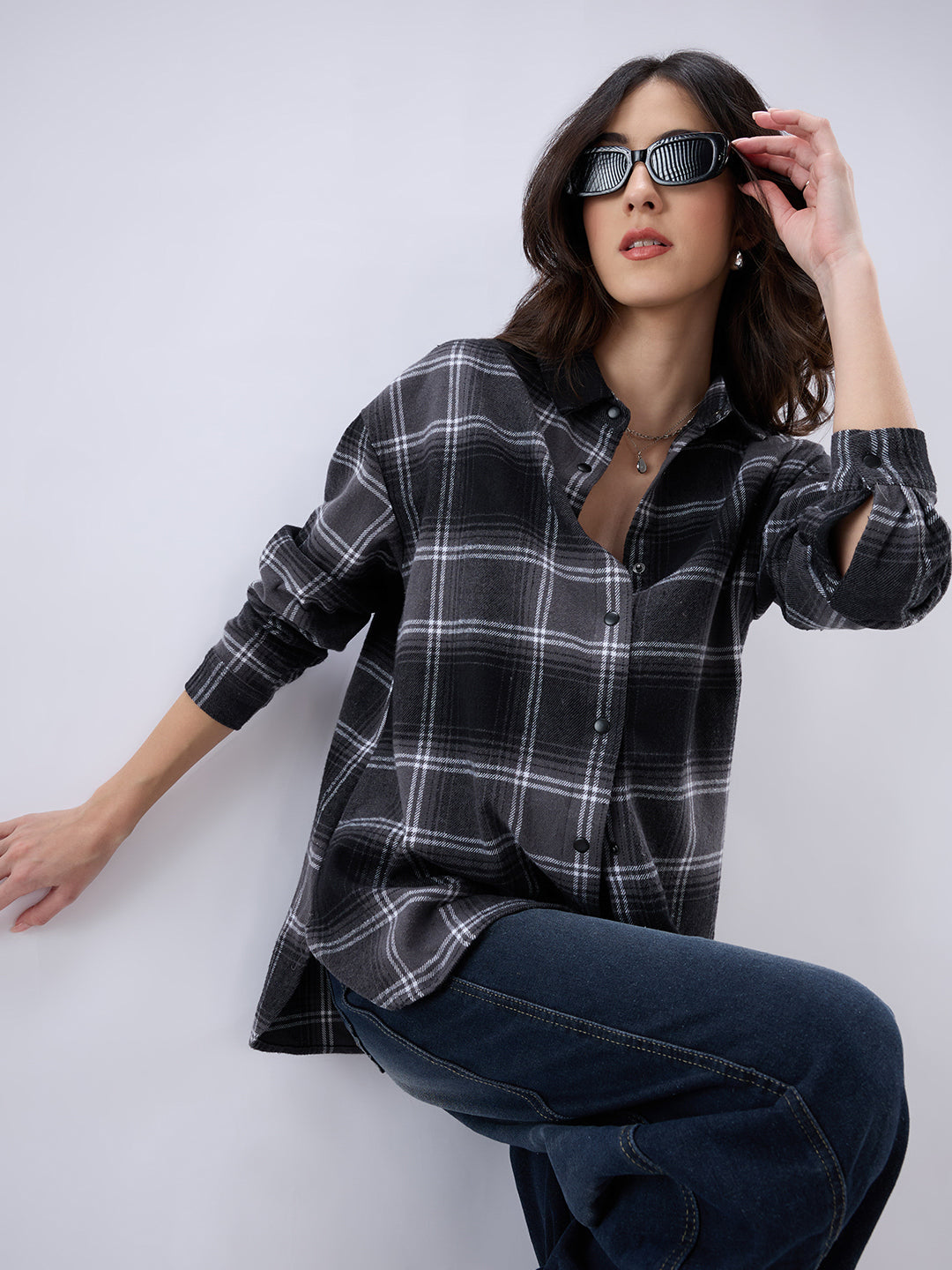 Black & White Checked Oversized Shirt
