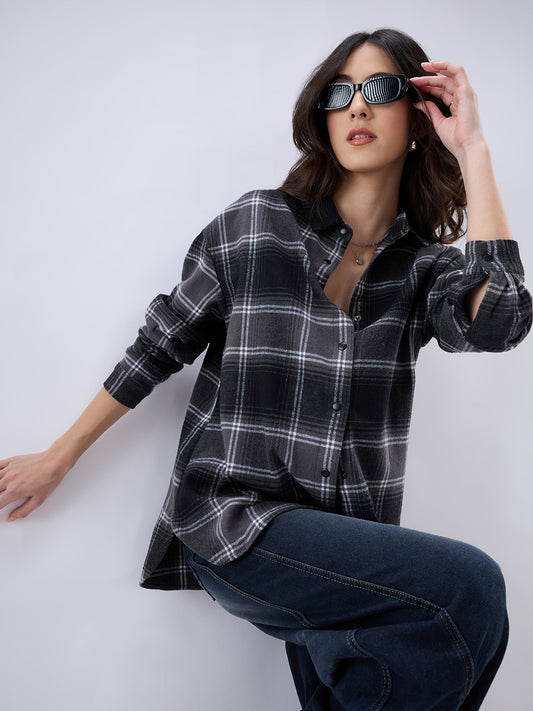 Black & White Checked Oversized Shirt