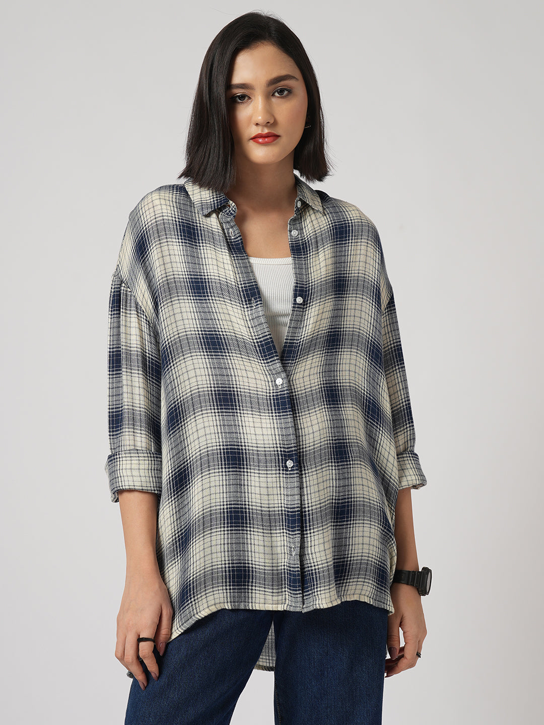 Multicolor Tiny Checkered Oversized Shirt