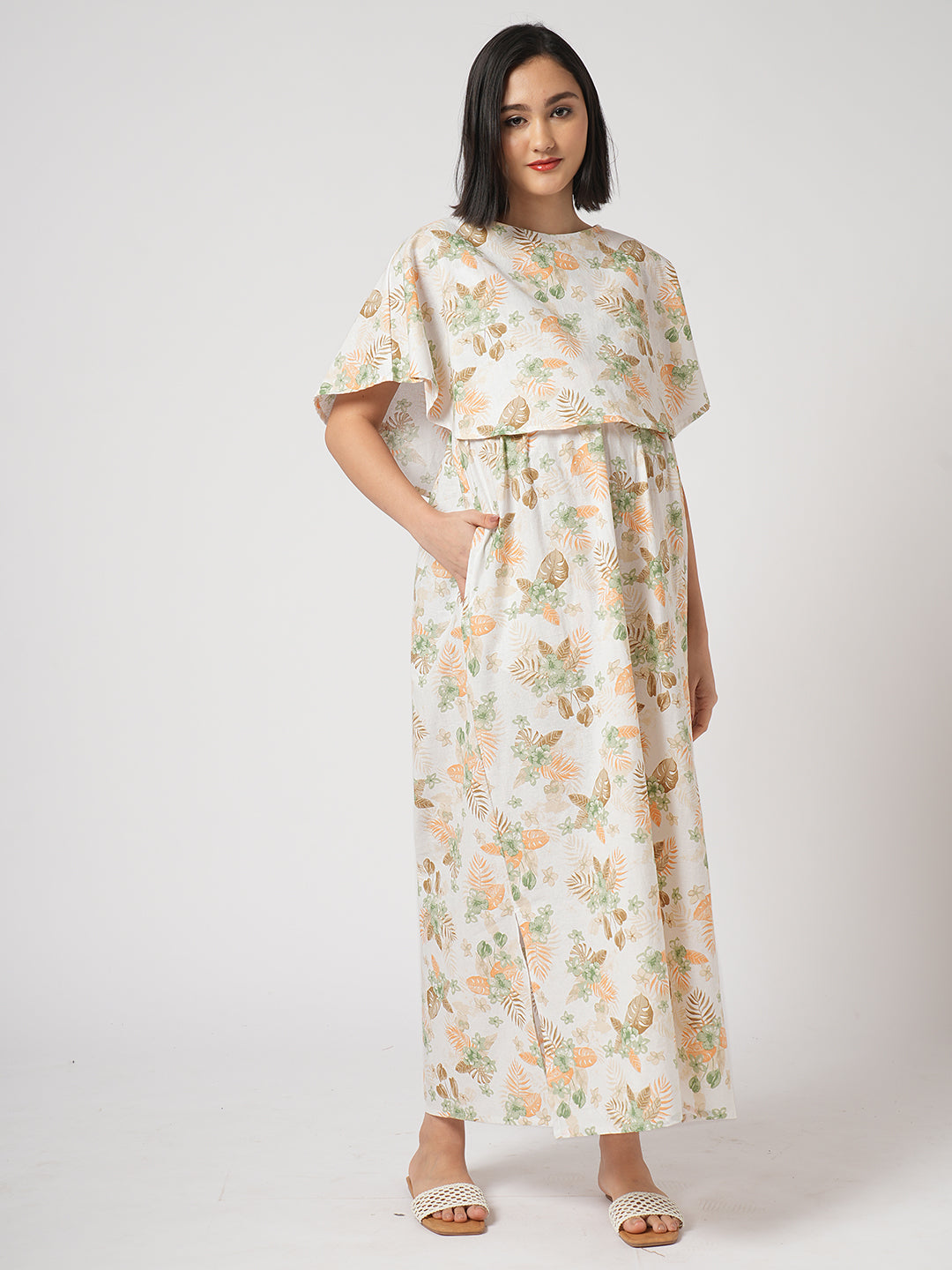 Botanical Bloom Aesthetic Printed Maternity Dress