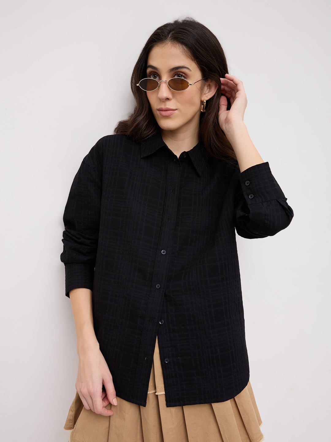 Onyx Black Contemporary Oversized Shirt