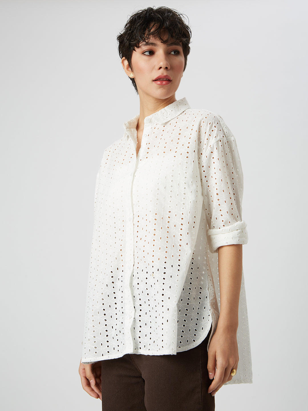 Snow White Schiffli Oversized Shirt