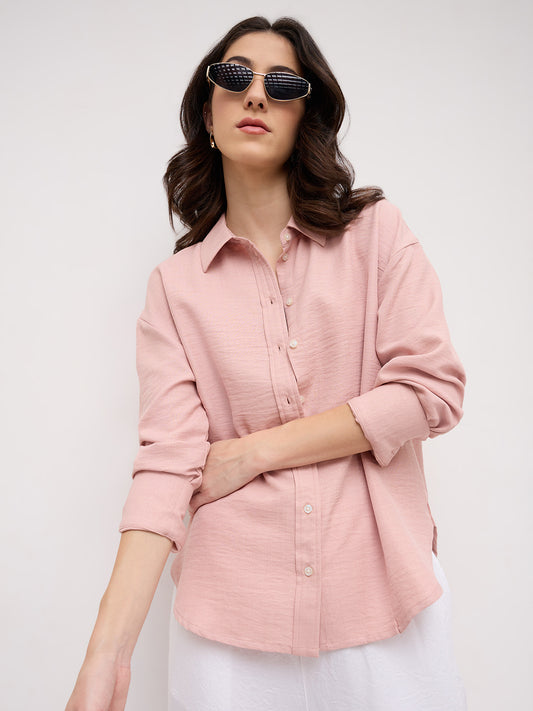 Soft Dusty Pink Contemporary Oversized Shirt
