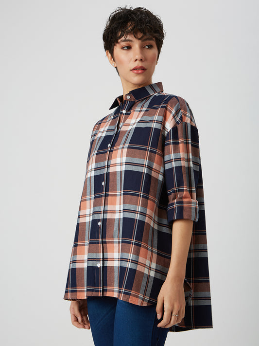 Multicolor Tartanique Checked Oversized Shirt