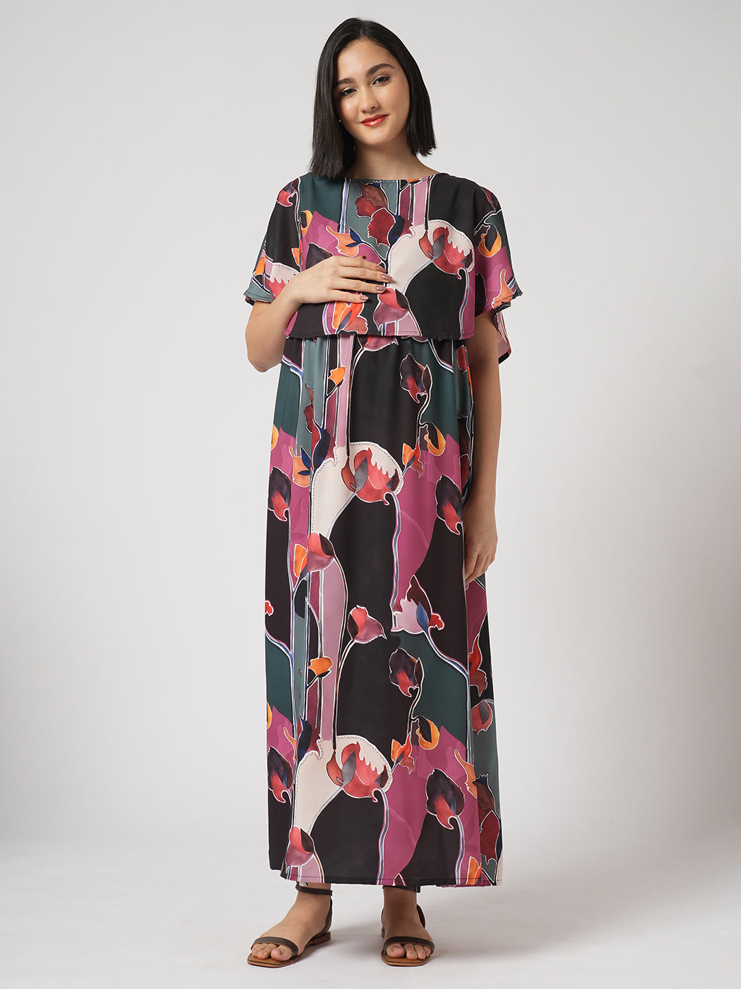 Abstract Printed Comfy Maternity Dress