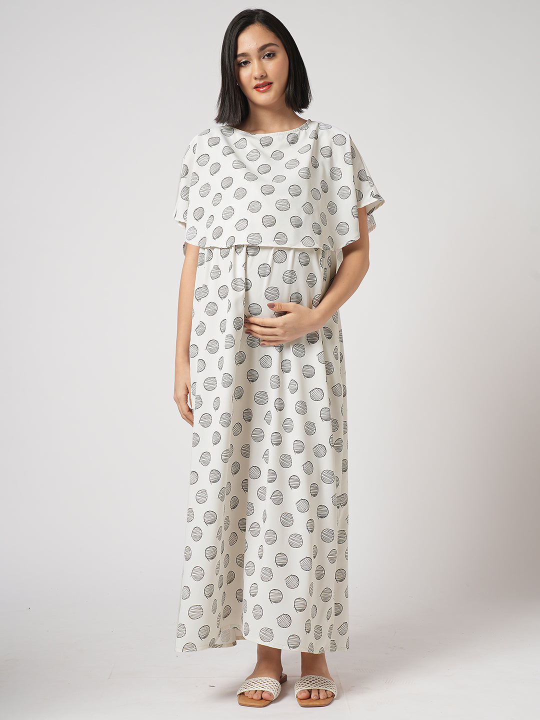 Abstract Roundal Printed Maternity Dress