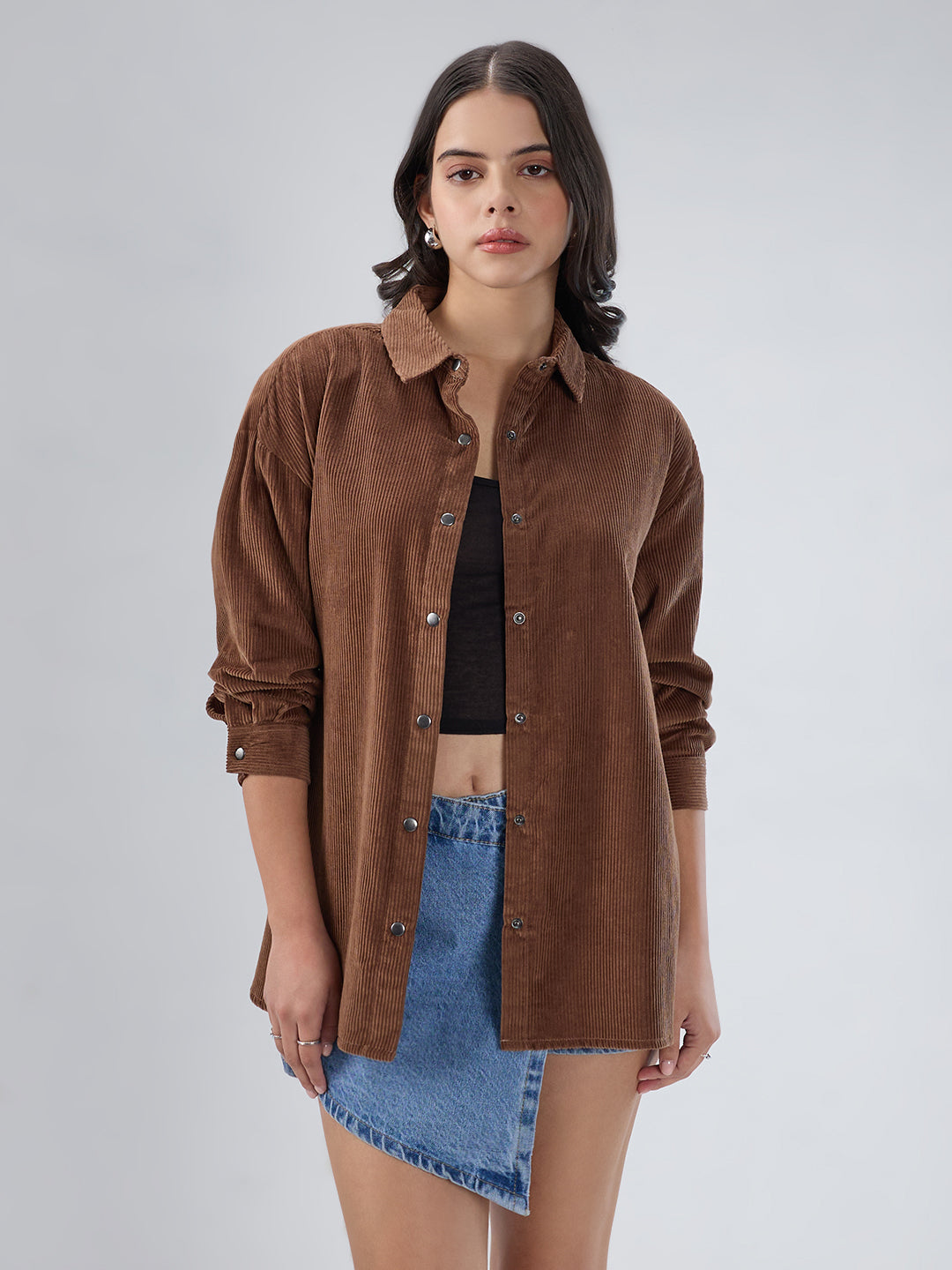 Penny Brown Corduroy Oversized Shirt