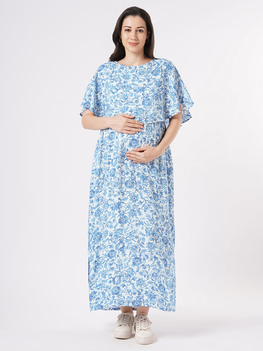 Blue Grace Floral Maternity Dress