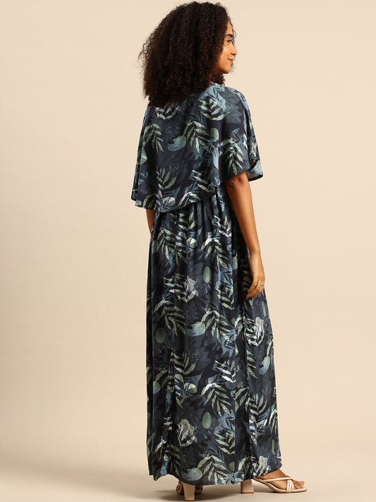 Multicolor Tropical Printed Maternity Dress