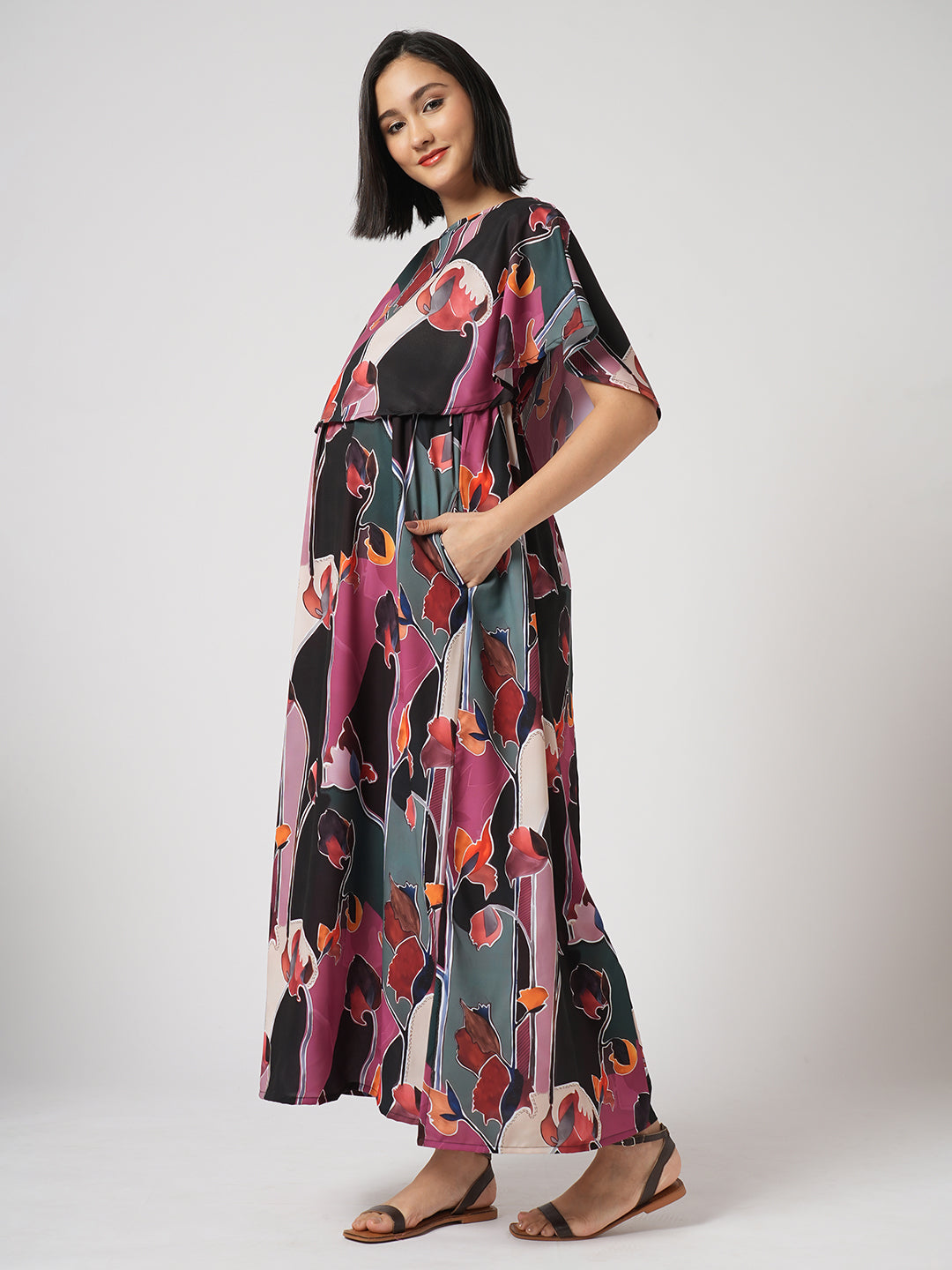 Abstract Printed Comfy Maternity Dress