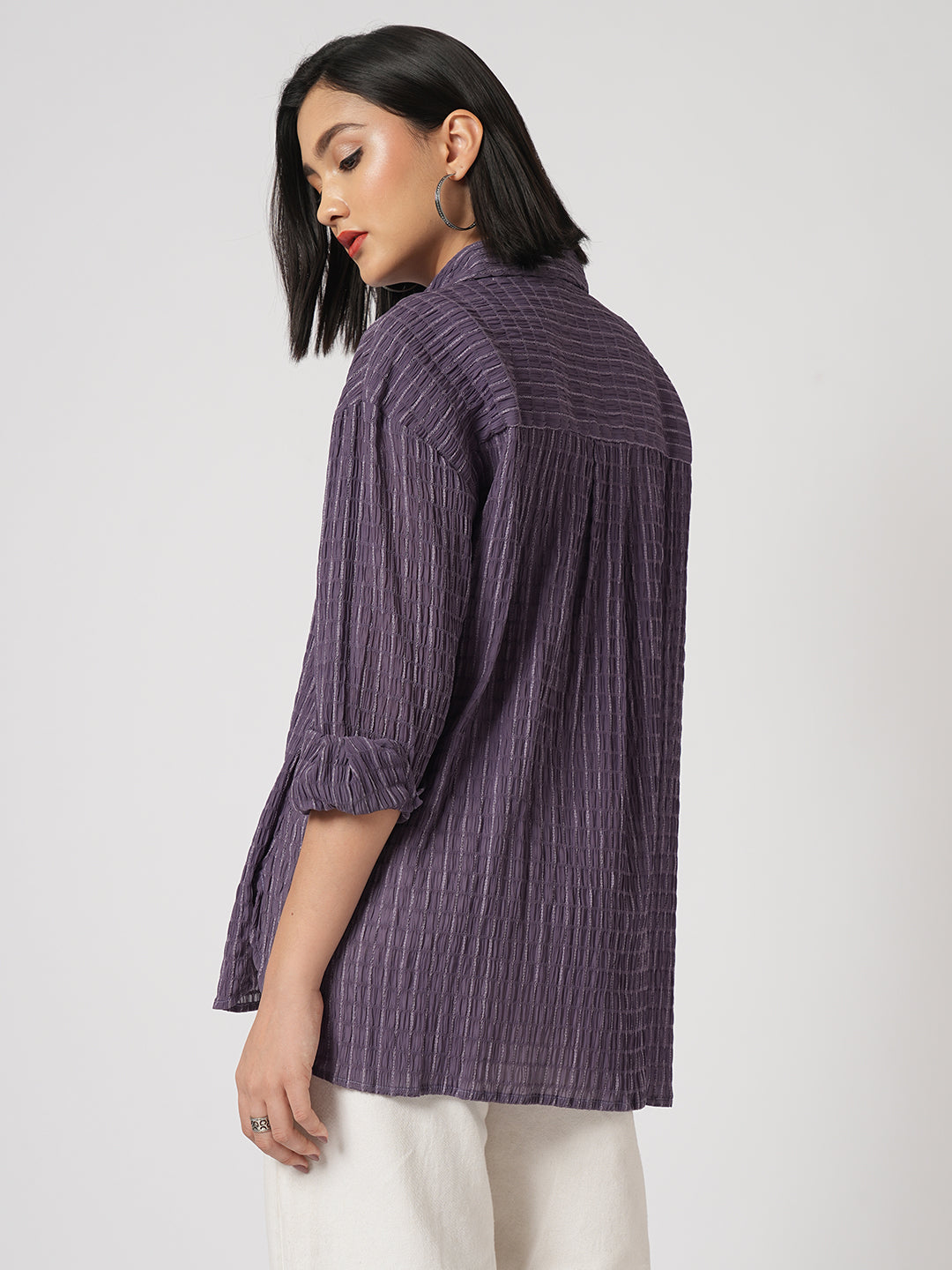 Old Lavendar Matrix Checks Oversized Shirt