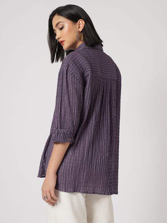 Old Lavendar Matrix Checks Oversized Shirt