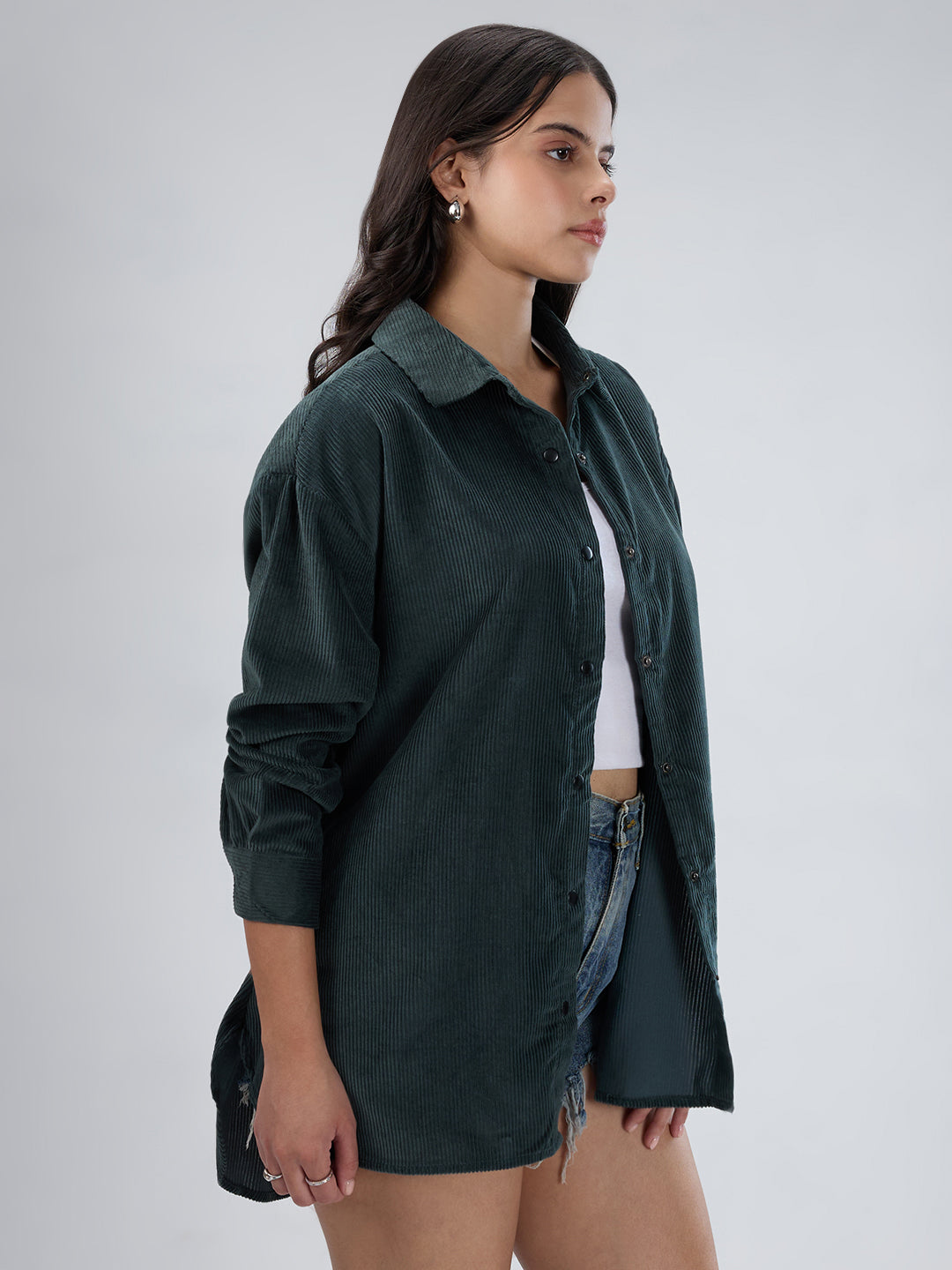 Forest Green Corduroy Oversized Shirt