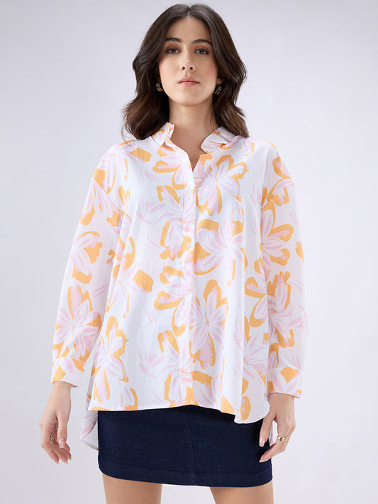 Multicolor Floral Printed Oversized Shirt