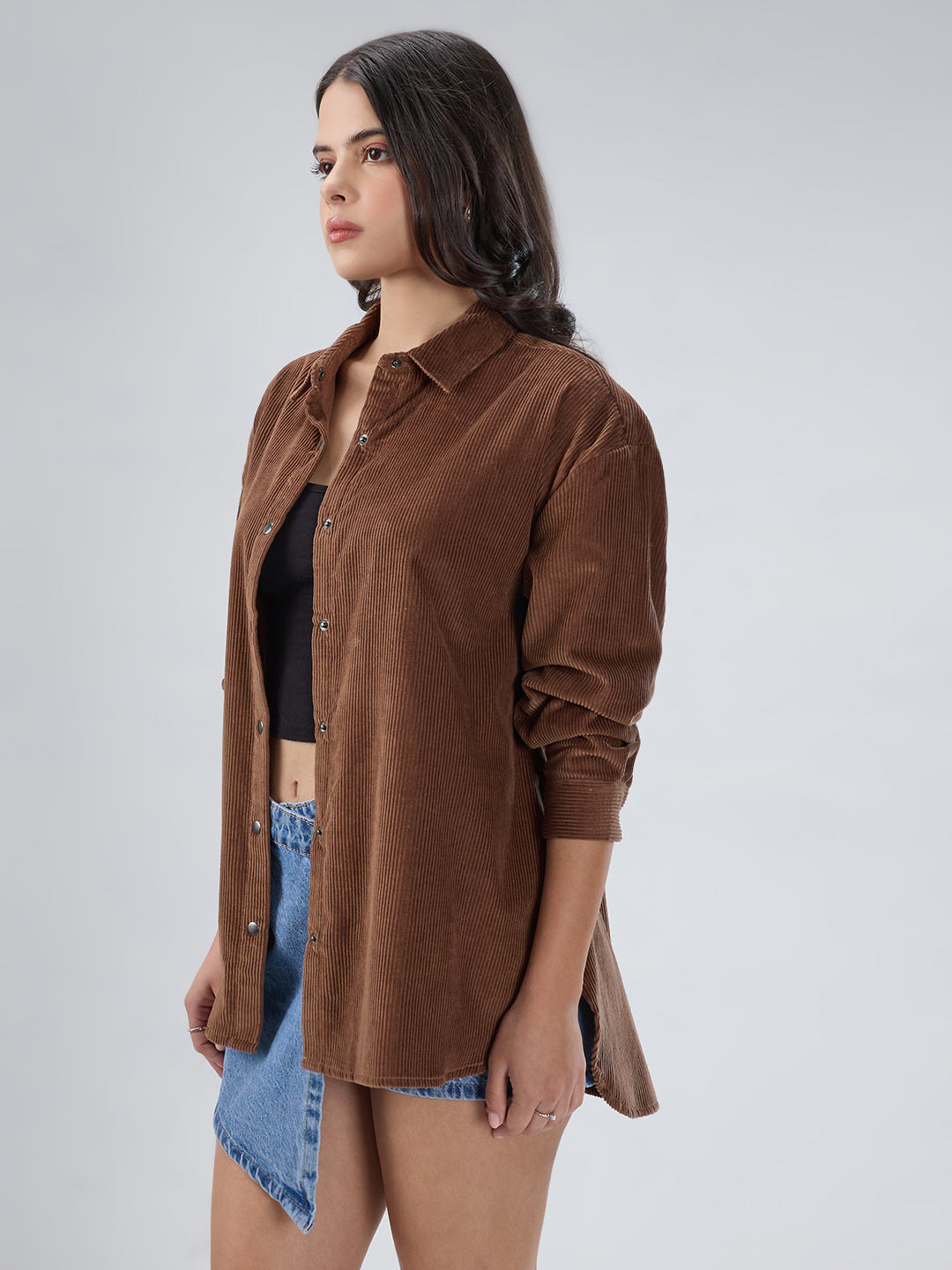 Penny Brown Corduroy Oversized Shirt