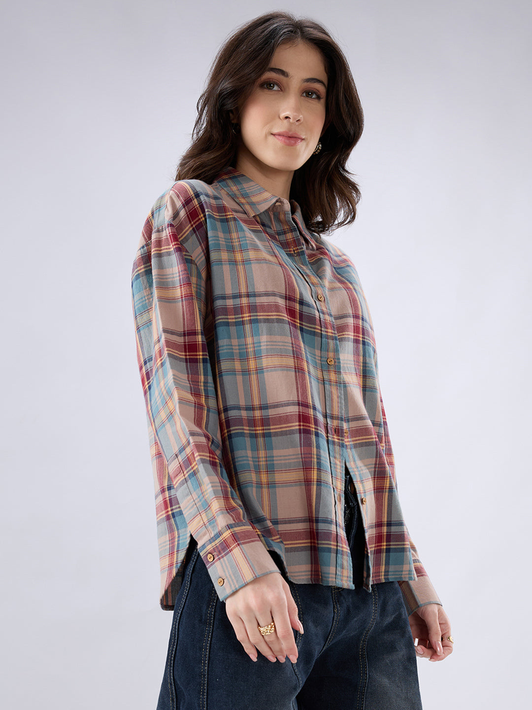 Classic Multicolor Checked Oversized Shirt