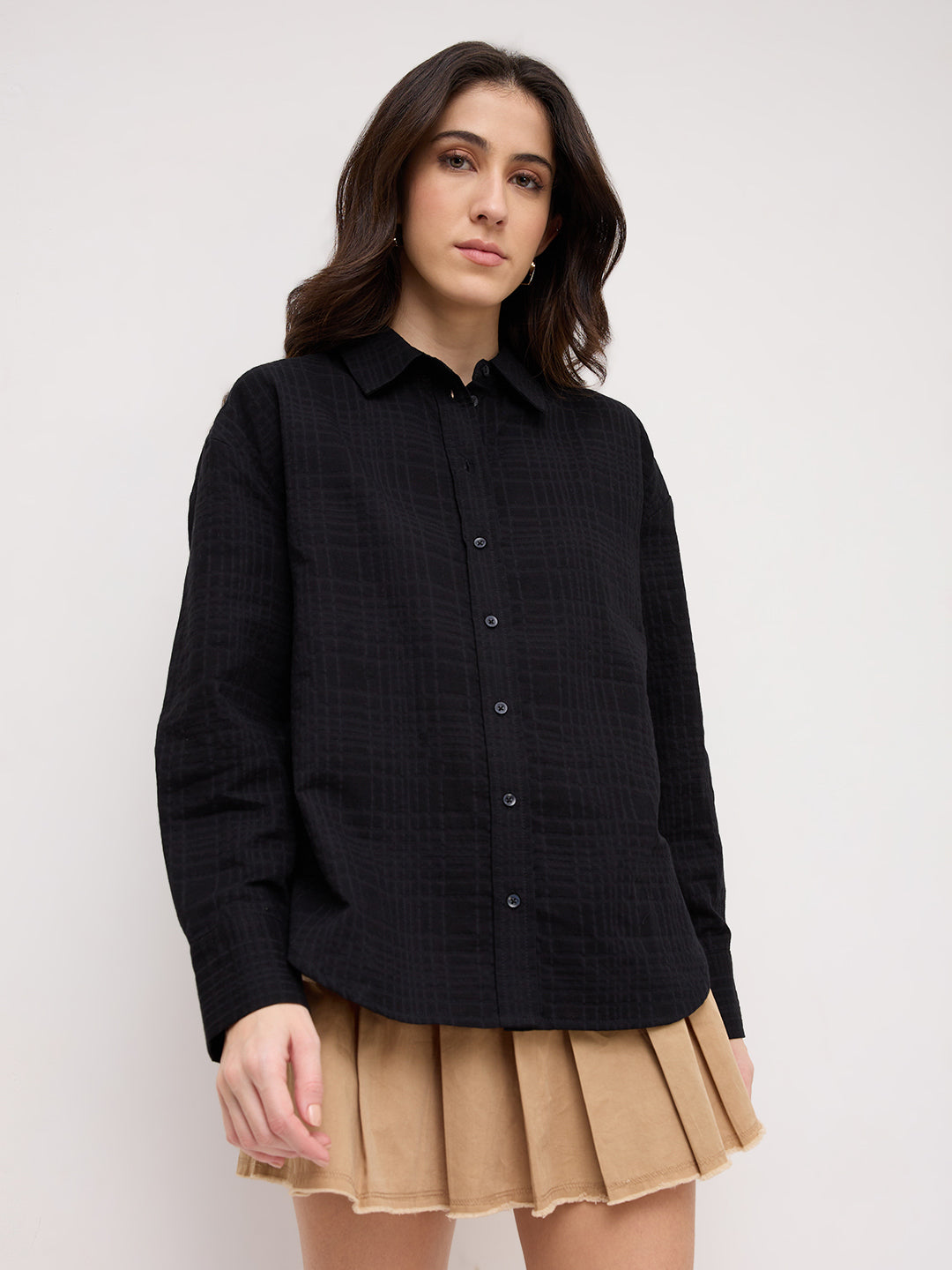 Onyx Black Contemporary Oversized Shirt