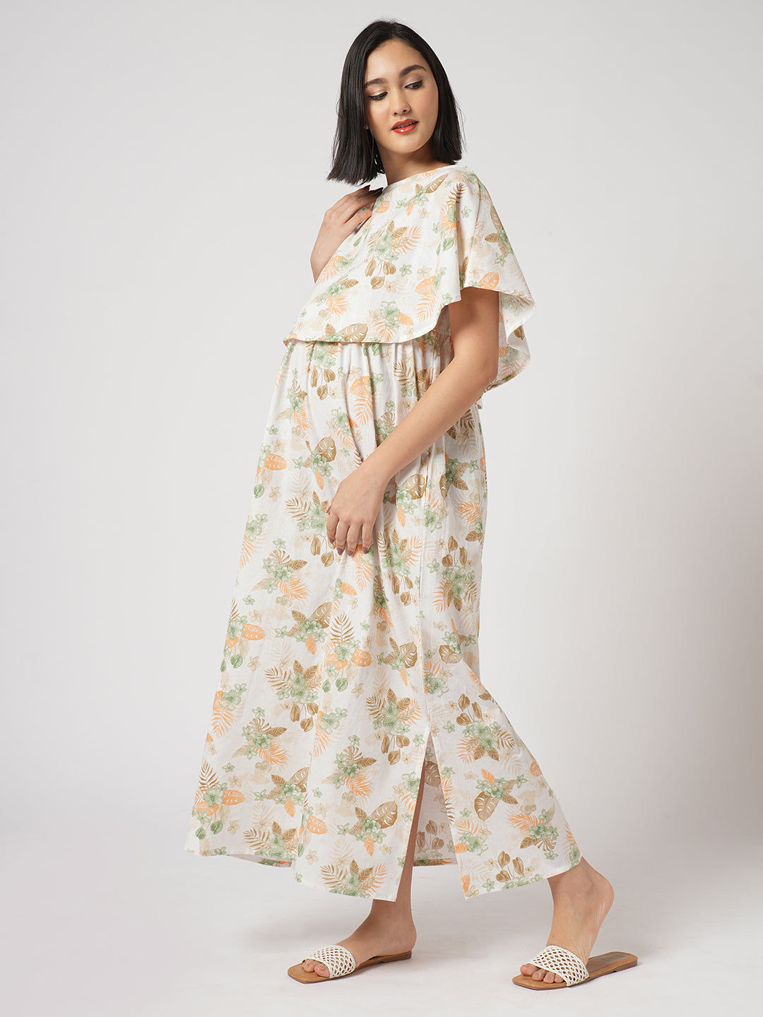 Botanical Bloom Aesthetic Printed Maternity Dress