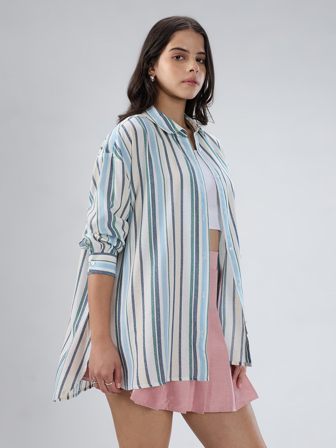Multicolor Striped Oversized Shirt