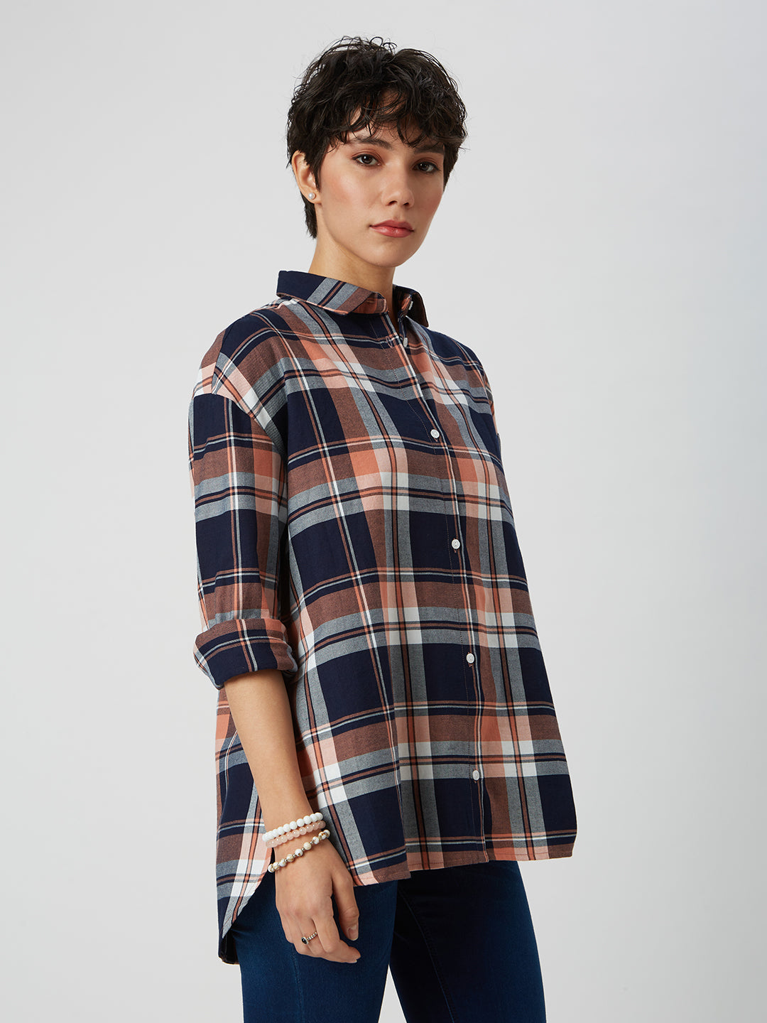 Multicolor Tartanique Checked Oversized Shirt