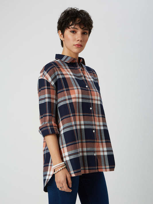 Multicolor Tartanique Checked Oversized Shirt