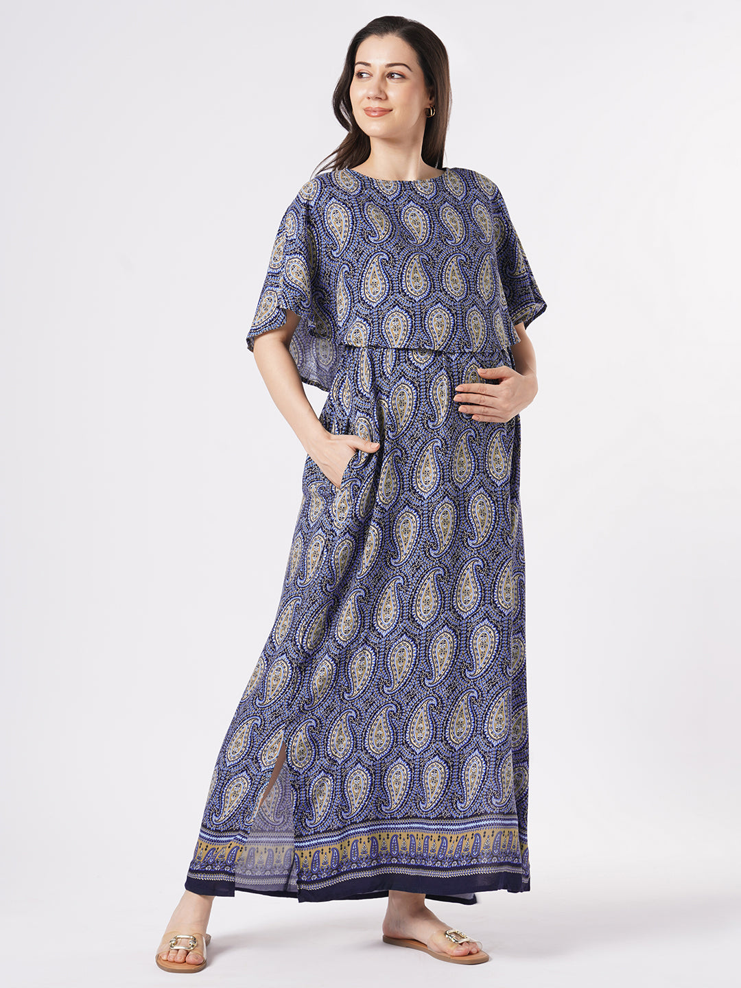Multicolor Paisley Printed Comfy Maternity Dress
