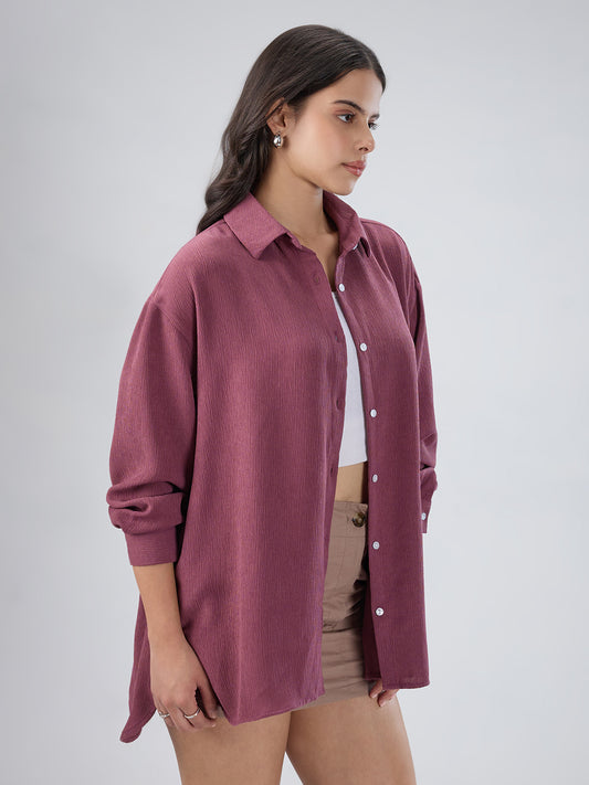Turkish Rose Pink Crepe Oversized Shirt