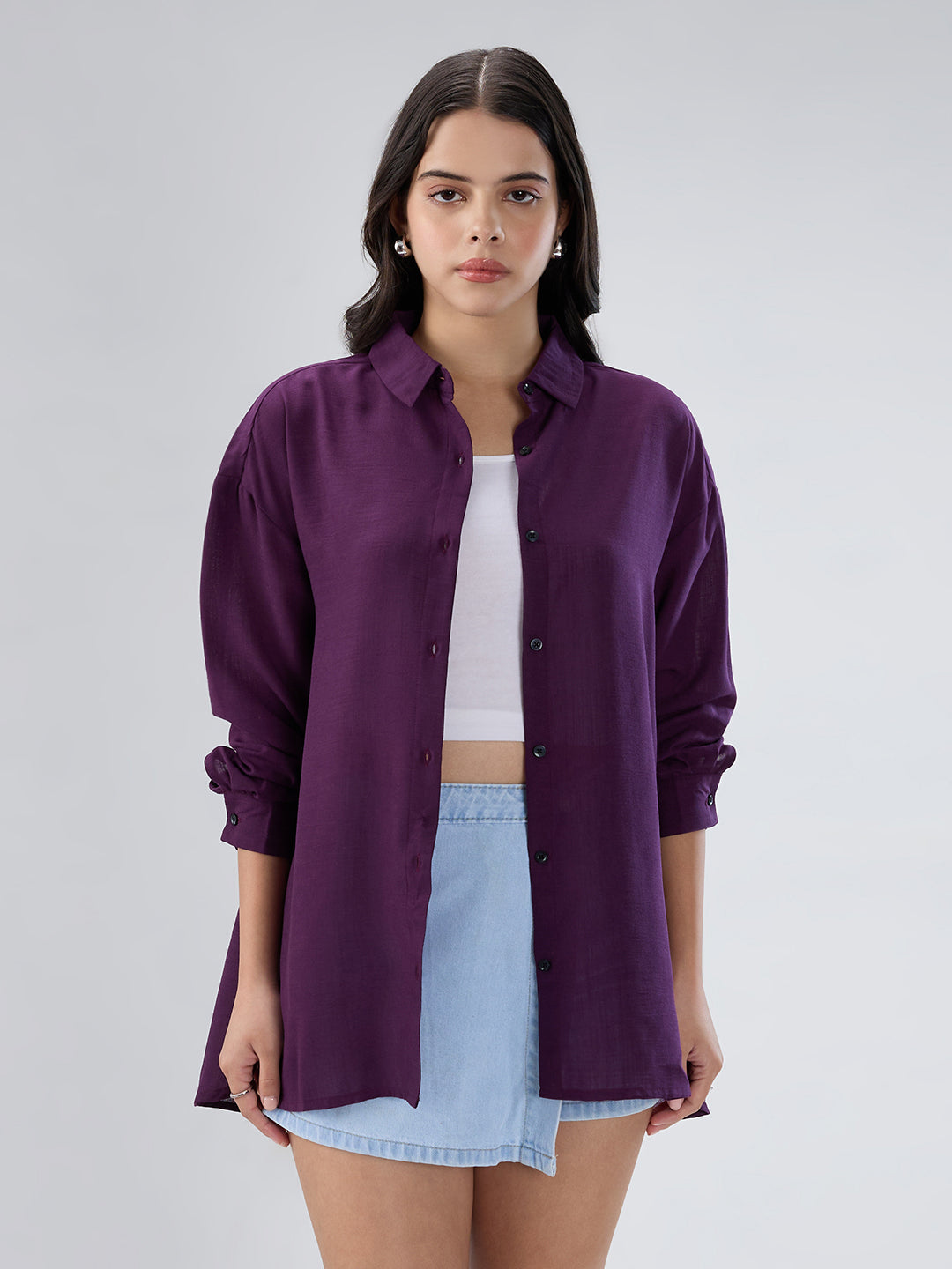 Solid Wine Oversized Shirt