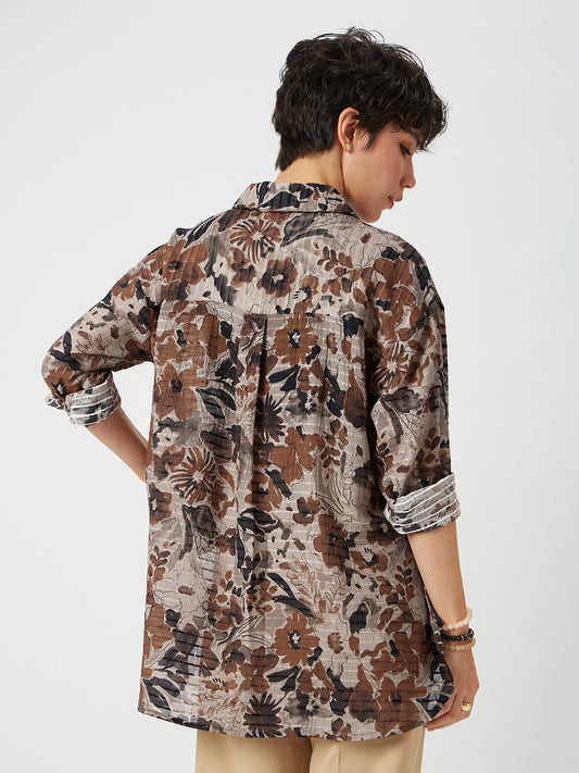 Multicolor Floral Printed Oversized Shirt