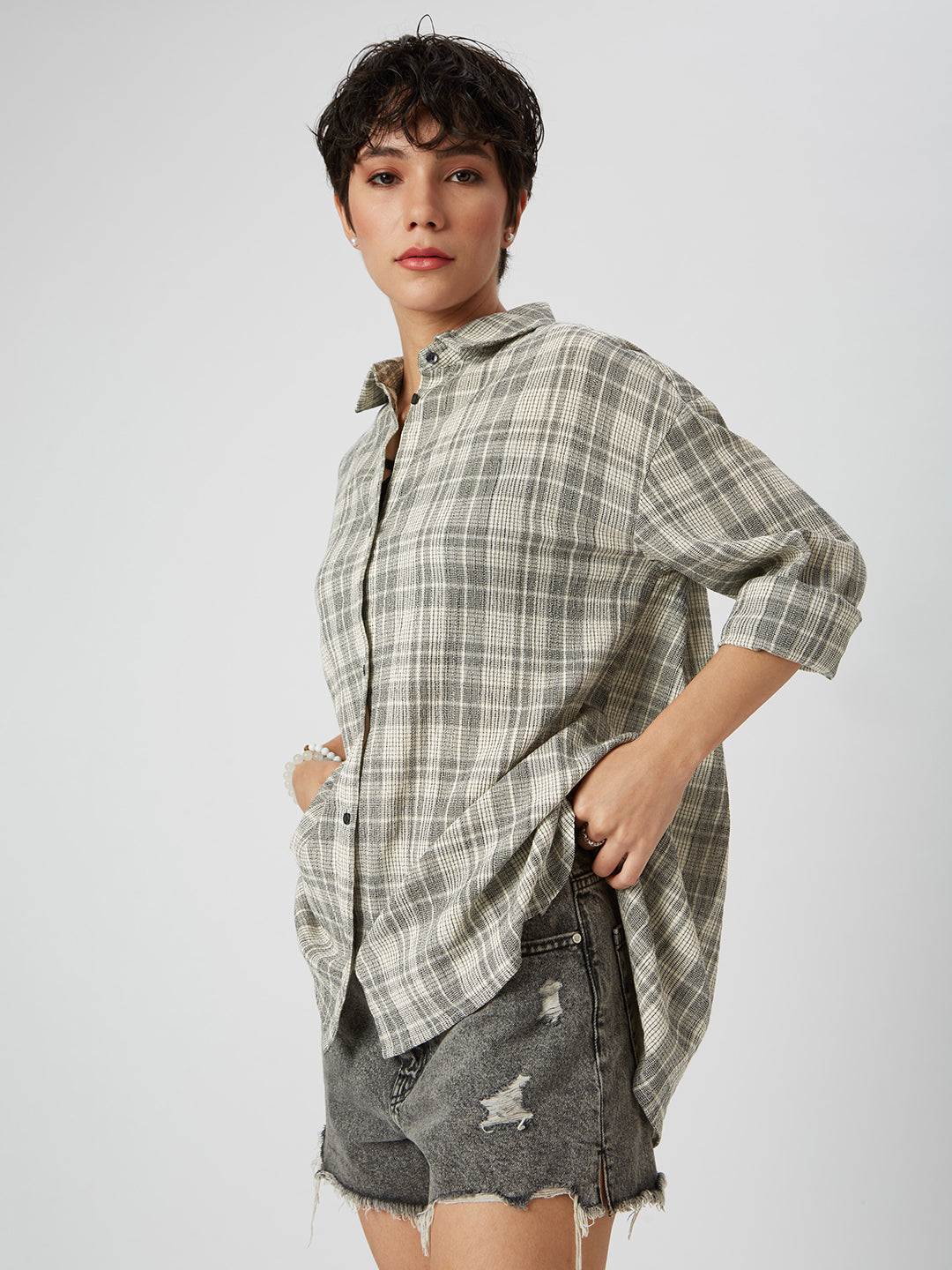 Multicolor Checkered Oversized Shirt