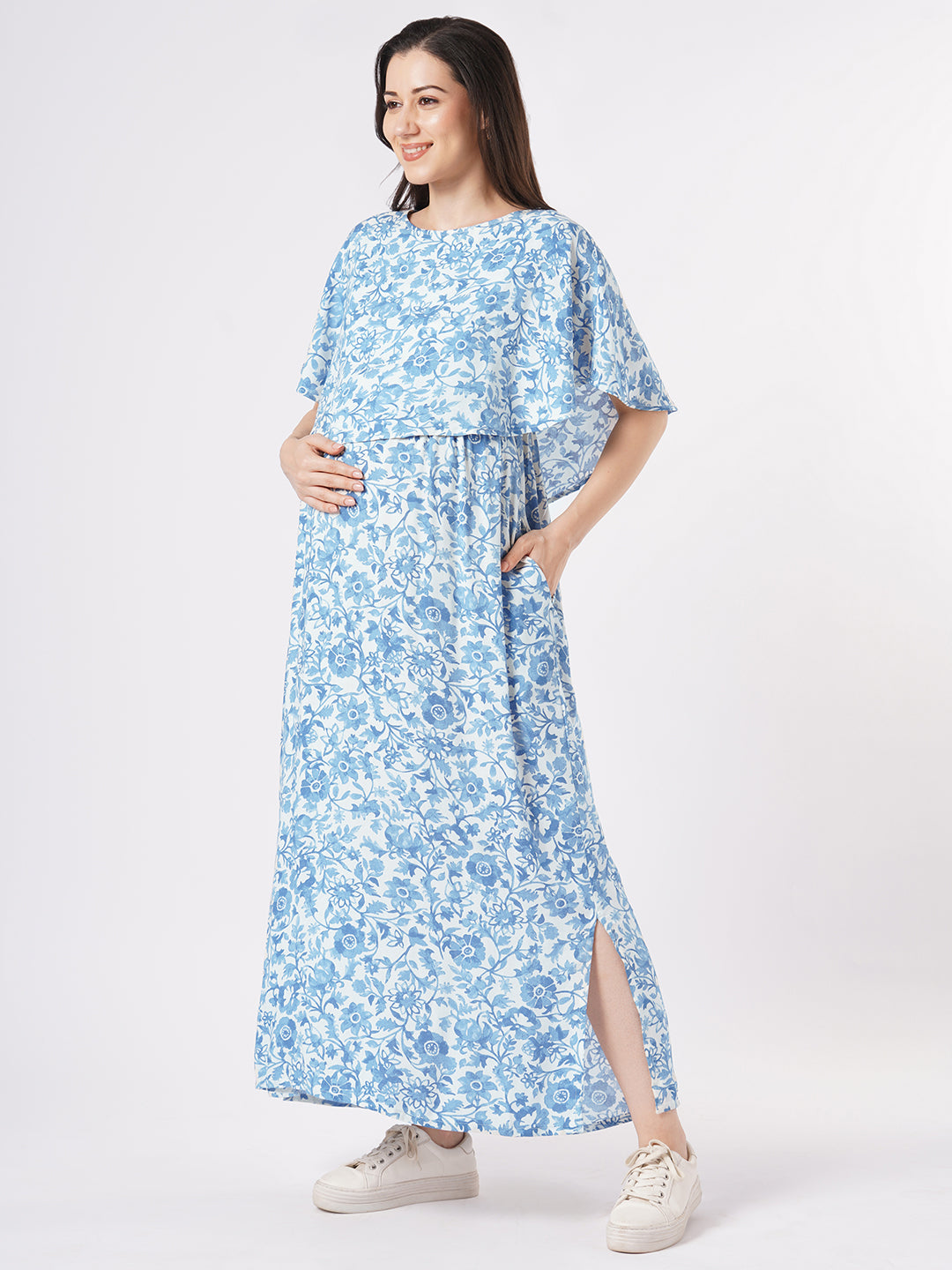 Blue Grace Floral Maternity Dress