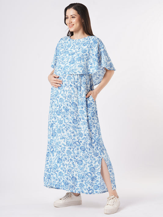 Blue Grace Floral Maternity Dress