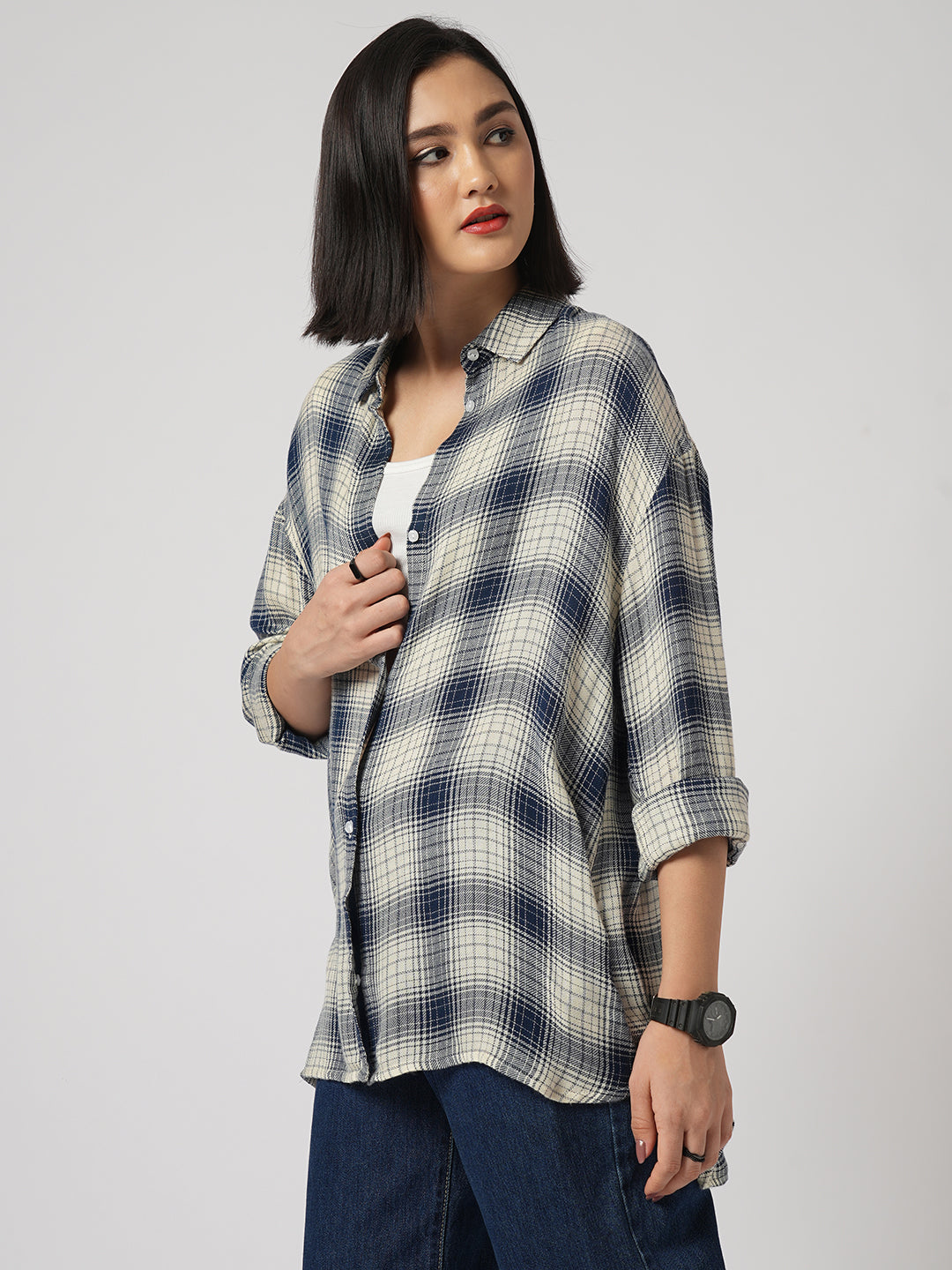 Multicolor Tiny Checkered Oversized Shirt