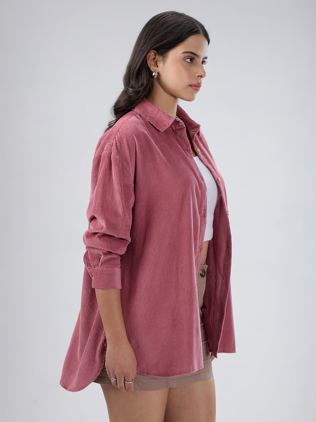 Froly Pink Corduroy Oversized Shirt