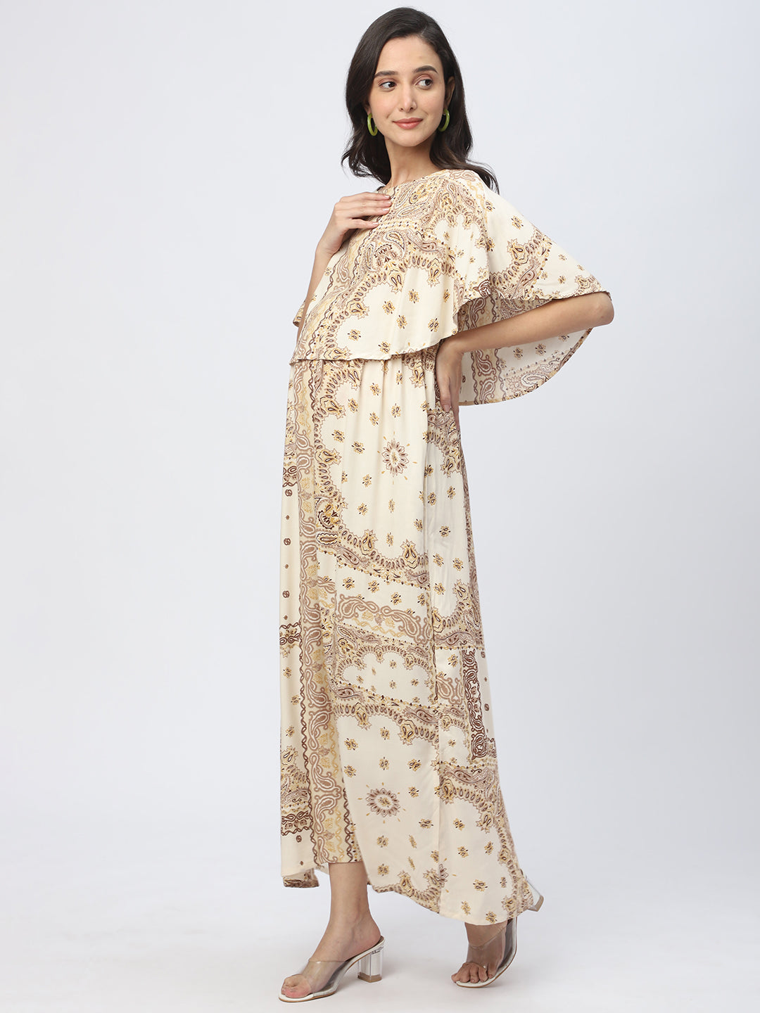 Aesthetic Paisley Printed Maternity Dress