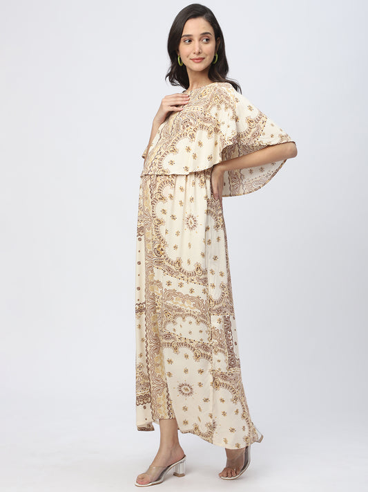 Aesthetic Paisley Printed Maternity Dress