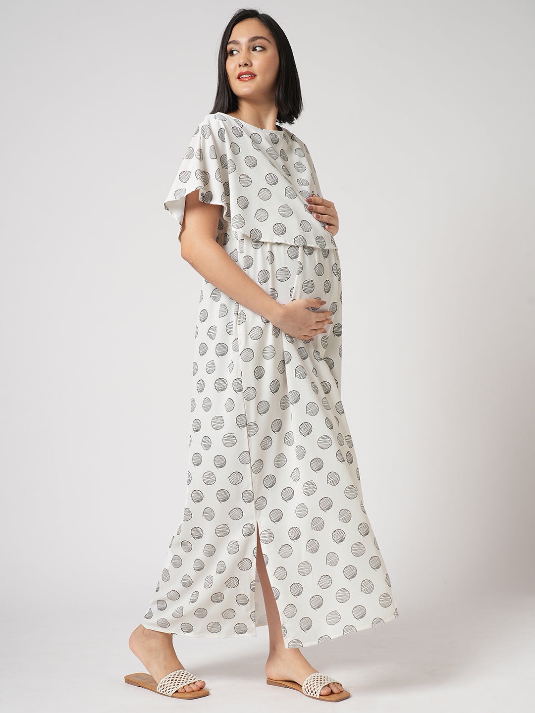 Abstract Roundal Printed Maternity Dress