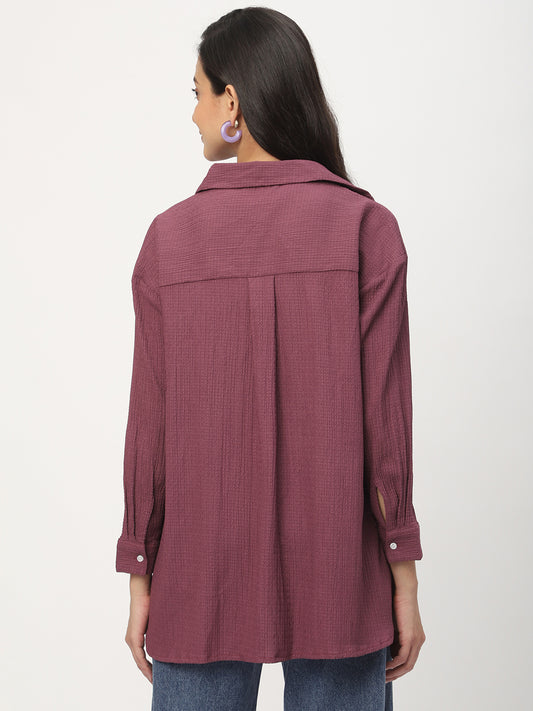 Rouge Pink Textured Oversized Shirt