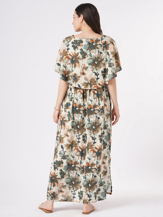 Multicolor Abstract Printed Comfy Maternity Dress