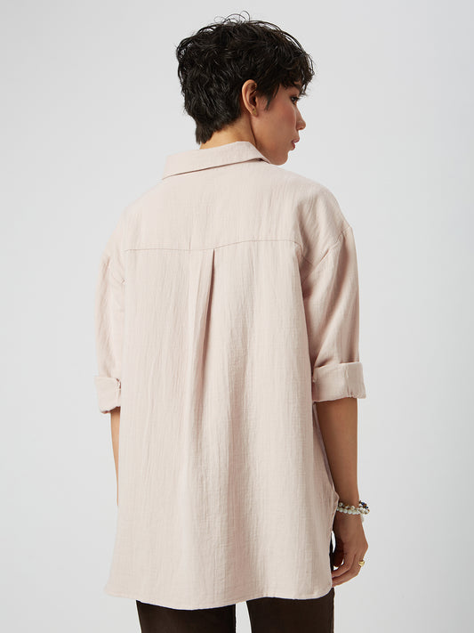 Stone Beige Double Cloth Oversized Shirt