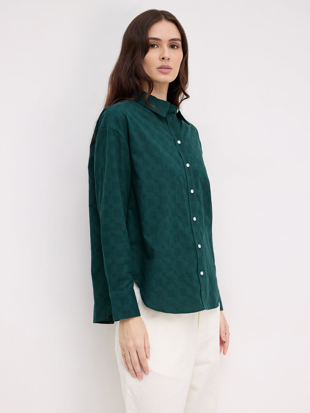Sacramento Green Box Textured Oversized Shirt