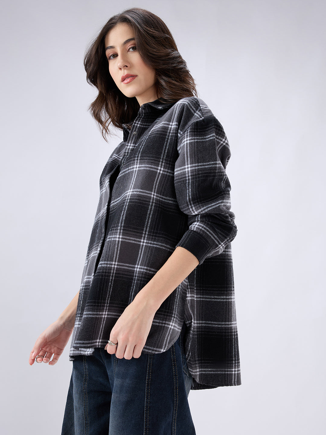 Black & White Checked Oversized Shirt