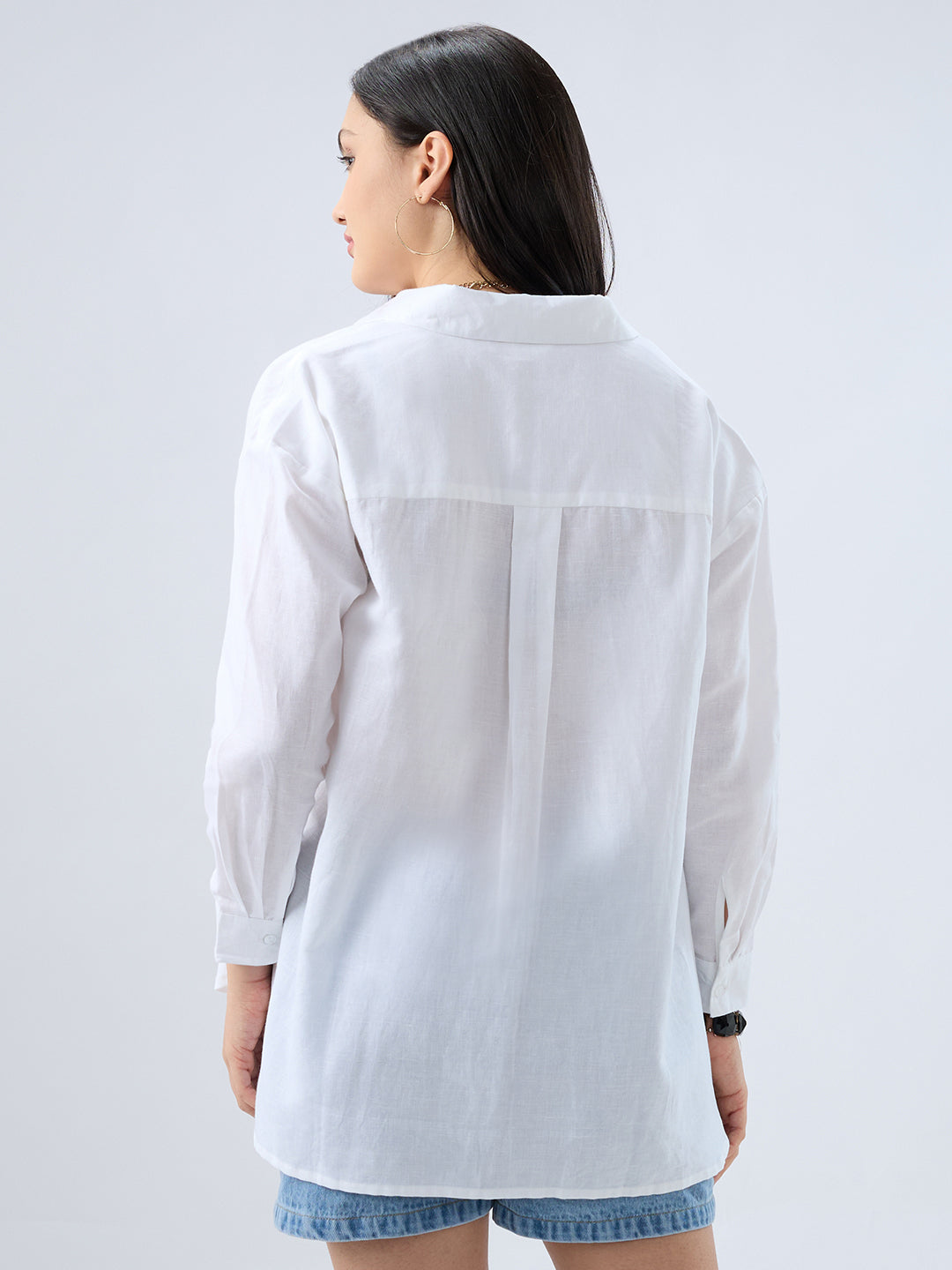 Peral White Linen Oversized Shirt