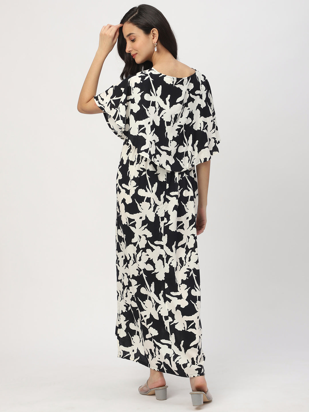 Black & White Abstract Printed Maternity Dress