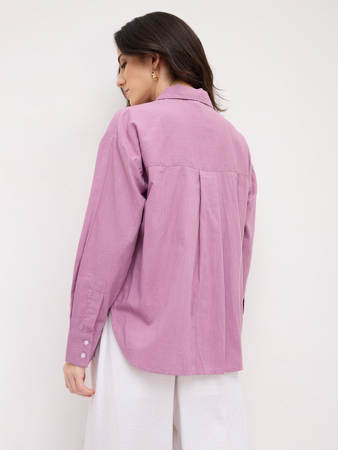 Soft Lavender Mist Casual Oversized Shirt