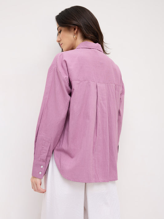 Soft Lavender Mist Casual Oversized Shirt