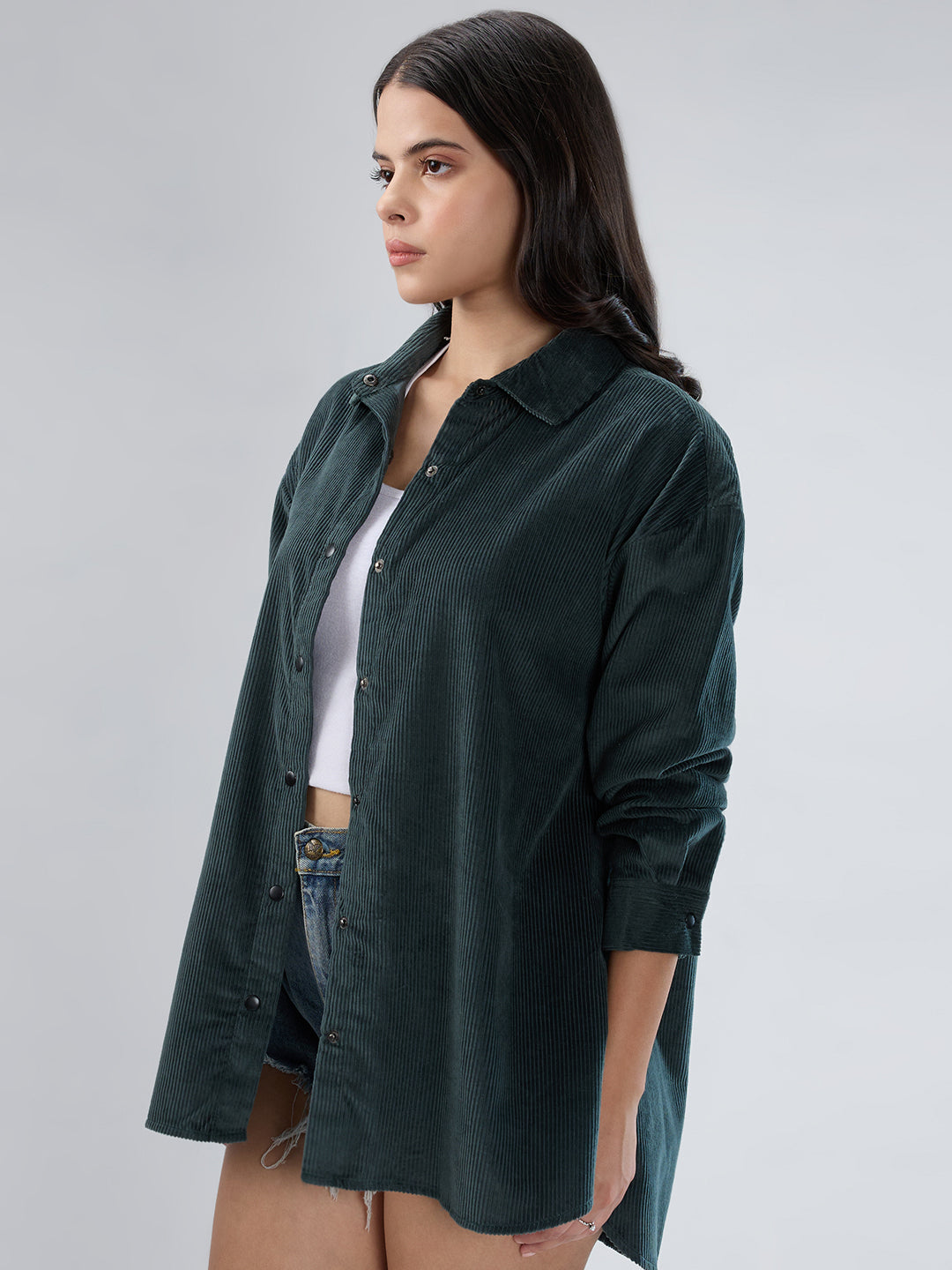 Forest Green Corduroy Oversized Shirt